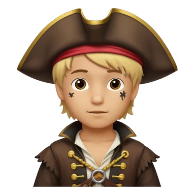 light brown Hispanic boy with blond hair that is dressed as a pirate sticker