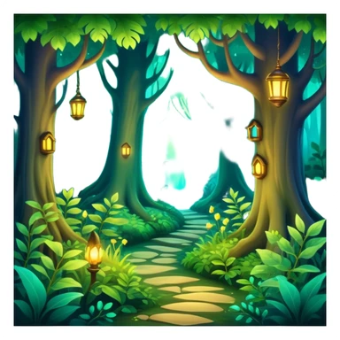 enchanted forest with dense foliage and soft magical glow, mysterious vibe sticker