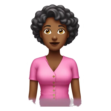 black woman in pink shrugging sticker