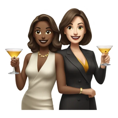 rich caucasian women two friends sipping martinis brunettes sticker