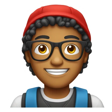 nepalese teen with glasses and red kfc hat sticker