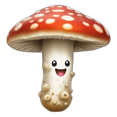 Amanita muscaria with happy face say “hallo” sticker