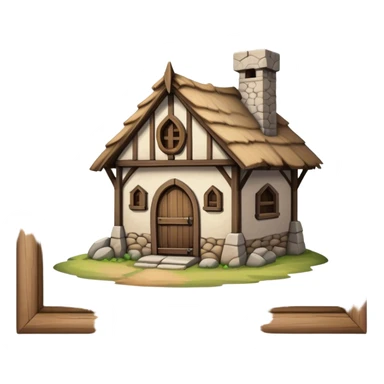 medieval low level old shack building sticker
