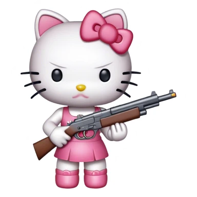 Hello kitty holding gun sticker