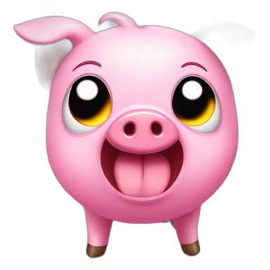cute pink pig angry with lightning background sticker