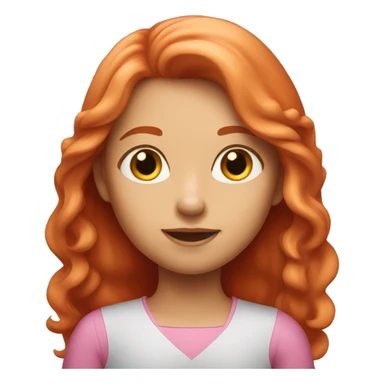 A red-haired girl with long hair in pink clothes sticker