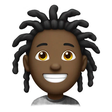 black man-dread locks-  no facial hair laughing black shirt sticker