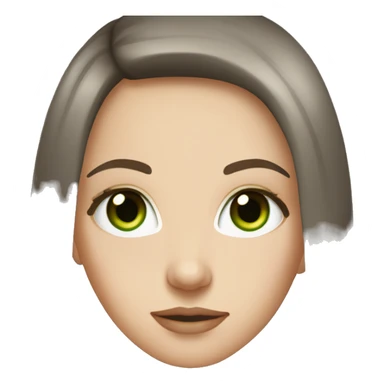 white girl with long straight dark brown hair and green eyes and brown eye brws sticker