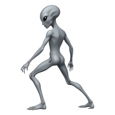 fullbody gray alien bending knee BACKVIEW sticker