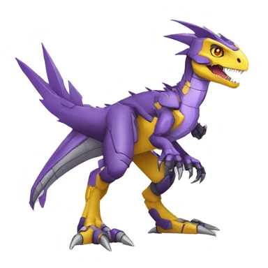  Cool Edgy Purple Yellow Digimon-Fakemon-Velociraptor-Dragon-Mecha full body sticker