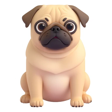 A pug posing, close up pose, living room background sticker