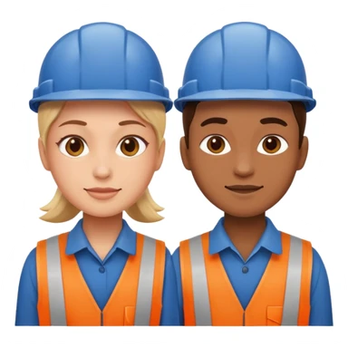 create a realistic emoji of two working packaging workers. one of them starting the work and the other one finished sticker