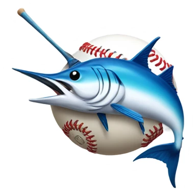 Marlin eating a baseball sticker