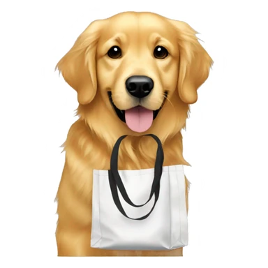 Golden retriever wearing totebag sticker