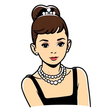 Audrey Hepburn glamorous portrait with iconic black dress and pearl necklace sticker
