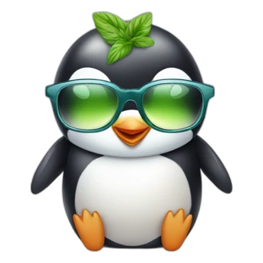 baby penguin with big glasses drinking mojito sticker
