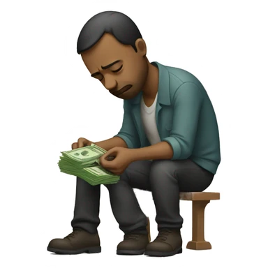 sad man with money sticker