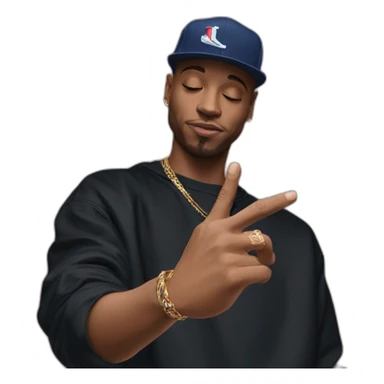 the french rapper Jul making his hand sign sticker