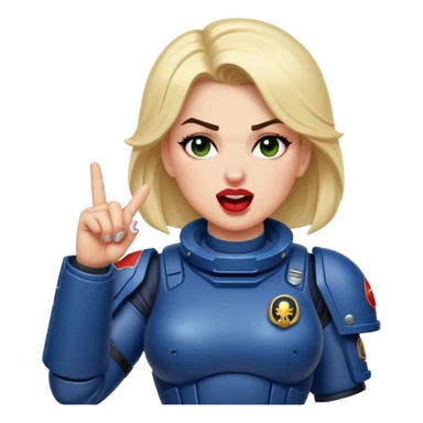 woman space marine crossed out middle finger and face with tongue out wink eye sticker