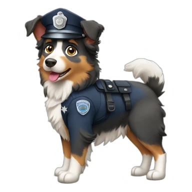 australian Shepherd in Police Uniform standing sticker