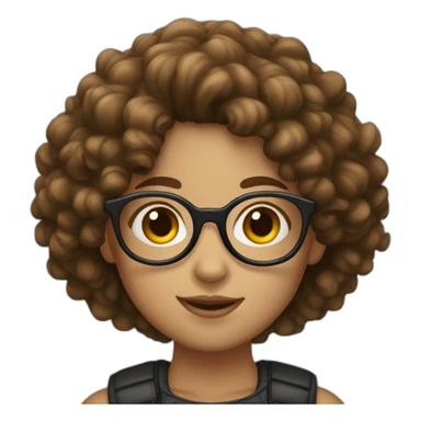 Girl with round glasses and brown curly hair sticker