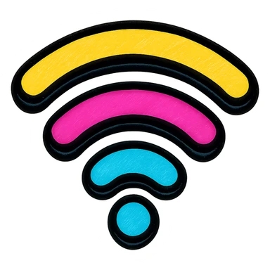stylized wifi symbol with techy gradient effect, vibrant colors, modern look sticker