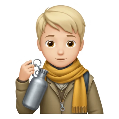 Boy + scarf + canteen sticker