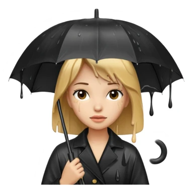 she getting wet (umbrella, dripping hair) sticker