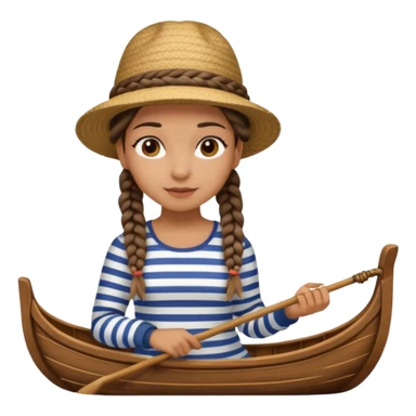 venice gondolier girl with braids, hat top flat sticker