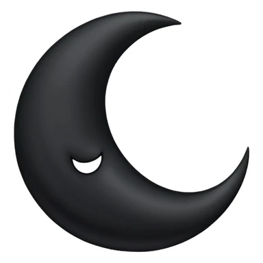 dark crescent moon emoji style with no face no eyes no mouth solid dark colour no glow or other items  sticker