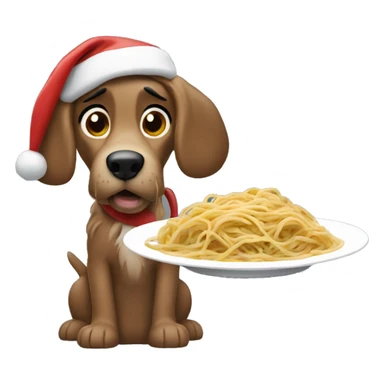 Lady and the Tramp eating spaghetti wearing Santa hat sticker