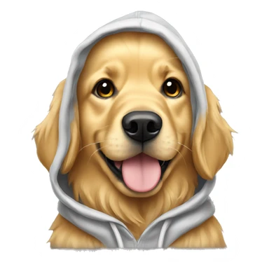 Golden retriever wearing a hoodie sticker