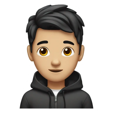 A teenager with black hair with a bow on his head sticker