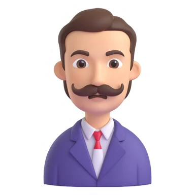 serious man with a moustache and short hair sticker