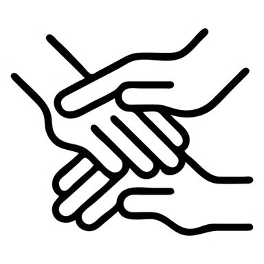 a handpile, simplified, minimal details, hands stacked sticker