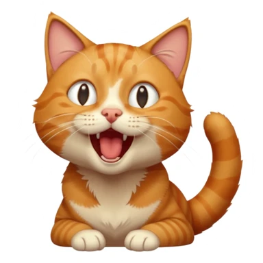 A high-resolution photo-realistic digital illustration of a solid ginger tabby cat, head titled up yawning sticker