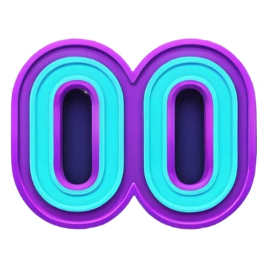 futuristic glowing neon “100” sign, purple and cyan glow, dark background sticker