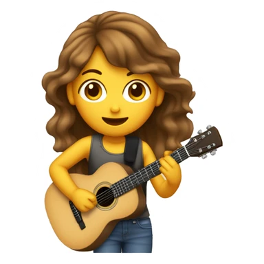 Une Femme aux cheveux brun ondulé qui chante dans un micro et joue de la guitare  sticker