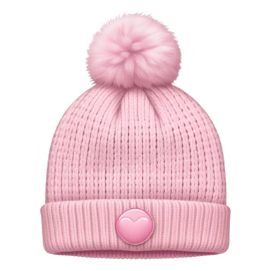 fluffy pastel pink winter beanie hat with pom pom, soft and cozy sticker