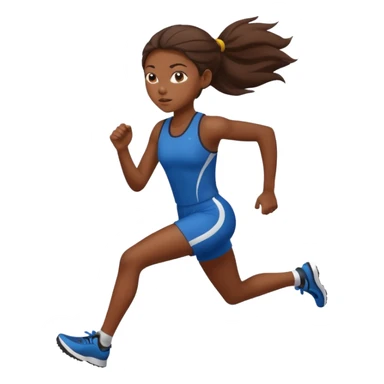 Black girl running track long brown hair  sticker
