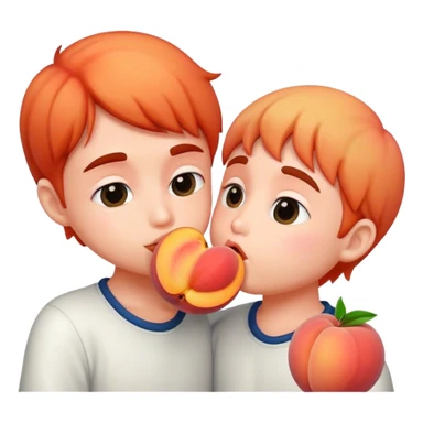 boy kissing peach sticker