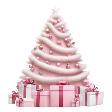 Light pink Christmas gifts under a white Christmas tree  sticker