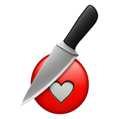 Black circle with hole underneath with knife and red heart sticker