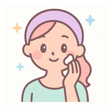 woman doing skincare, gentle, modern, soft colors, close-up, minimal background sticker
