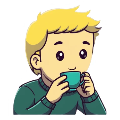 long blonde male sipping tea emote sticker