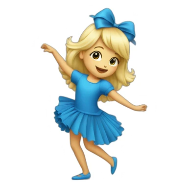 little blonde girl dancing in a blue bird costume sticker