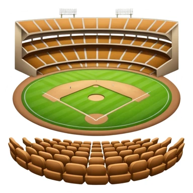 "iOS style stadium emoji, circular with seats and a field, no background" sticker