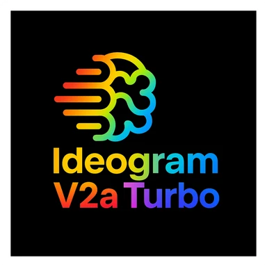 make a colorful text of "Ideogram V2a Turbo", black background, add this logo too sticker
