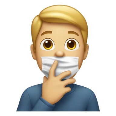 Hand over mouth as in smile sticker