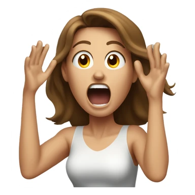 screaming Caucasian brown haired woman with hands in the air sticker